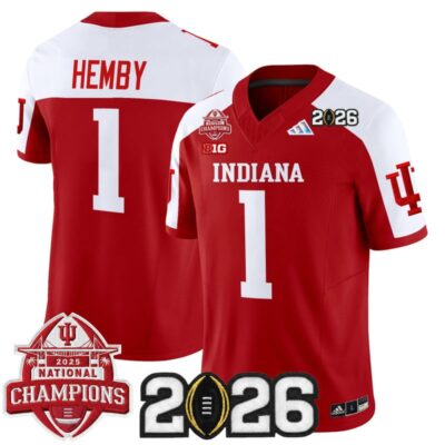 Indiana Hoosiers 2025 National Champions & 2026 CFP Final Patch Vapor Limited Jersey - Crimson Alternate / Roman Hemby