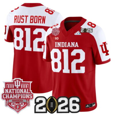 Indiana Hoosiers 2025 National Champions & 2026 CFP Final Patch Vapor Limited Jersey - Crimson Alternate / Rust Born 812