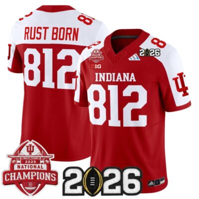 Indiana Hoosiers 2025 National Champions & 2026 CFP Final Patch Vapor Limited Jersey - Crimson Alternate / Rust Born 812