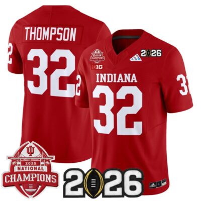 Indiana Hoosiers 2025 National Champions & 2026 CFP Final Patch Vapor Limited Jersey - Crimson / Anthony Thompson