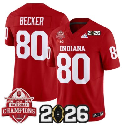 Indiana Hoosiers 2025 National Champions & 2026 CFP Final Patch Vapor Limited Jersey - Crimson / Charlie Becker