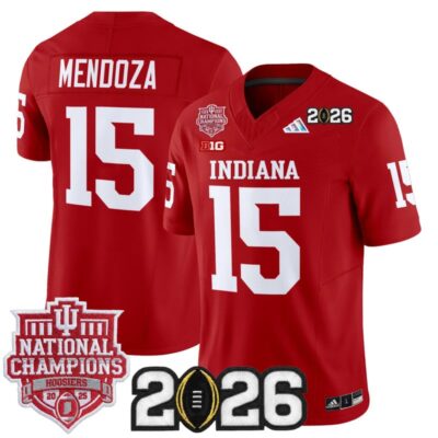 Indiana Hoosiers 2025 National Champions & 2026 CFP Final Patch Vapor Limited Jersey - Crimson / Fernando Mendoza