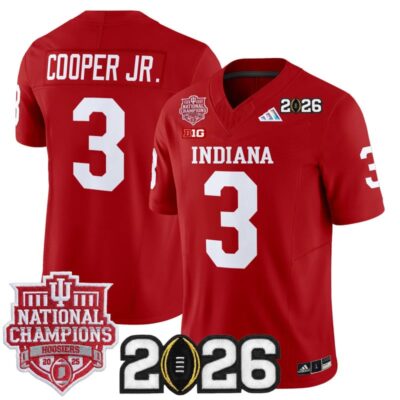 Indiana Hoosiers 2025 National Champions & 2026 CFP Final Patch Vapor Limited Jersey - Crimson / Omar Cooper Jr.