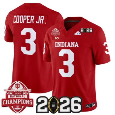 Indiana Hoosiers 2025 National Champions & 2026 CFP Final Patch Vapor Limited Jersey - Crimson / Omar Cooper Jr.