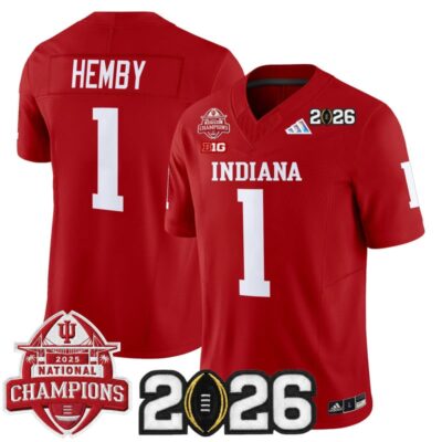 Indiana Hoosiers 2025 National Champions & 2026 CFP Final Patch Vapor Limited Jersey - Crimson / Roman Hemby
