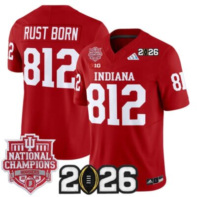 Indiana Hoosiers 2025 National Champions & 2026 CFP Final Patch Vapor Limited Jersey - Crimson / Rust Born 812