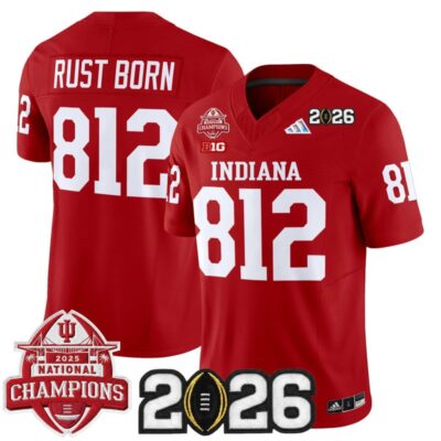 Indiana Hoosiers 2025 National Champions & 2026 CFP Final Patch Vapor Limited Jersey - Crimson / Rust Born 812