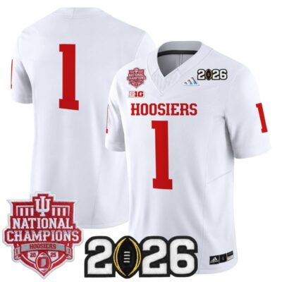 Indiana Hoosiers 2025 National Champions & 2026 CFP Final Patch Vapor Limited Jersey - White / #1 Team