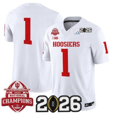 Indiana Hoosiers 2025 National Champions & 2026 CFP Final Patch Vapor Limited Jersey - White / #1 Team