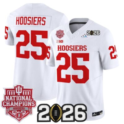Indiana Hoosiers 2025 National Champions & 2026 CFP Final Patch Vapor Limited Jersey - White / #25 Hoosiers
