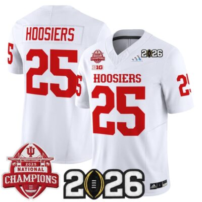 Indiana Hoosiers 2025 National Champions & 2026 CFP Final Patch Vapor Limited Jersey - White / #25 Hoosiers