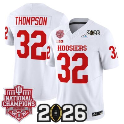 Indiana Hoosiers 2025 National Champions & 2026 CFP Final Patch Vapor Limited Jersey - White / Anthony Thompson