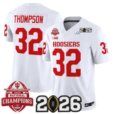 Indiana Hoosiers 2025 National Champions & 2026 CFP Final Patch Vapor Limited Jersey - White / Anthony Thompson