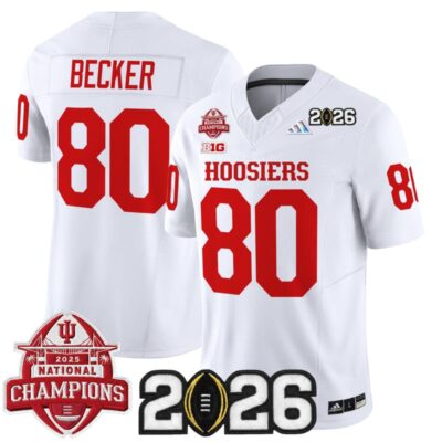 Indiana Hoosiers 2025 National Champions & 2026 CFP Final Patch Vapor Limited Jersey - White / Charlie Becker