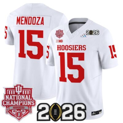 Indiana Hoosiers 2025 National Champions & 2026 CFP Final Patch Vapor Limited Jersey - White / Fernando Mendoza