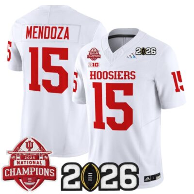 Indiana Hoosiers 2025 National Champions & 2026 CFP Final Patch Vapor Limited Jersey - White / Fernando Mendoza