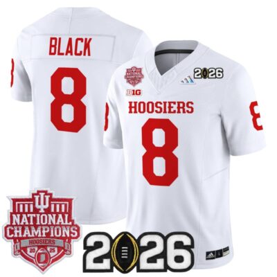 Indiana Hoosiers 2025 National Champions & 2026 CFP Final Patch Vapor Limited Jersey - White / Kaelon Black