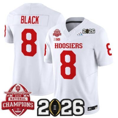 Indiana Hoosiers 2025 National Champions & 2026 CFP Final Patch Vapor Limited Jersey - White / Kaelon Black