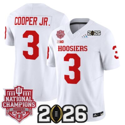 Indiana Hoosiers 2025 National Champions & 2026 CFP Final Patch Vapor Limited Jersey - White / Omar Cooper Jr.