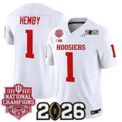Indiana Hoosiers 2025 National Champions & 2026 CFP Final Patch Vapor Limited Jersey - White / Roman Hemby