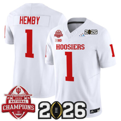 Indiana Hoosiers 2025 National Champions & 2026 CFP Final Patch Vapor Limited Jersey - White / Roman Hemby