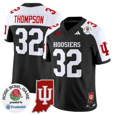 Indiana Hoosiers 2025 Rose Bowl & Indiana State Patch Vapor Limited Stitched Jersey - Black Alternate / Anthony Thompson