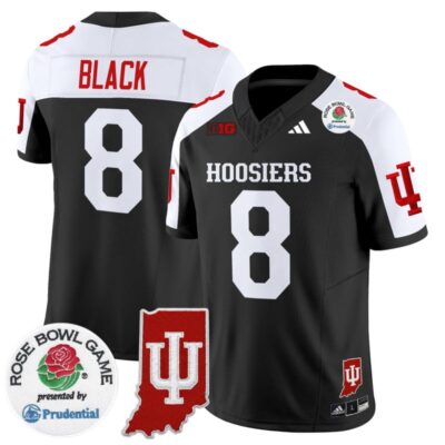 Indiana Hoosiers 2025 Rose Bowl & Indiana State Patch Vapor Limited Stitched Jersey - Black Alternate / Kaelon Black