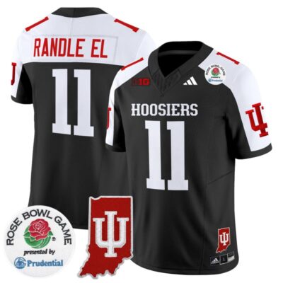 Indiana Hoosiers 2025 Rose Bowl & Indiana State Patch Vapor Limited Stitched Jersey - Black Alternate / Randle El