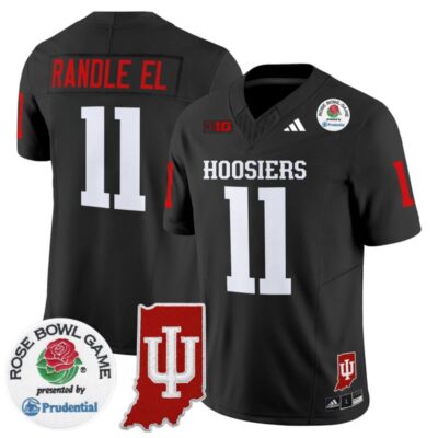 Indiana Hoosiers 2025 Rose Bowl & Indiana State Patch Vapor Limited Stitched Jersey - Black / Randle El