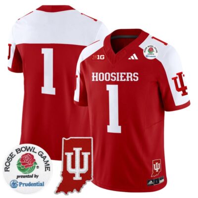 Indiana Hoosiers 2025 Rose Bowl & Indiana State Patch Vapor Limited Stitched Jersey - Crimson Alternate / #1 Team