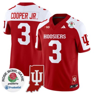 Indiana Hoosiers 2025 Rose Bowl & Indiana State Patch Vapor Limited Stitched Jersey - Crimson Alternate / Omar Cooper Jr.