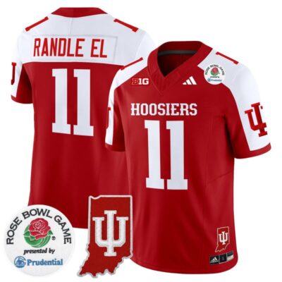 Indiana Hoosiers 2025 Rose Bowl & Indiana State Patch Vapor Limited Stitched Jersey - Crimson Alternate / Randle El