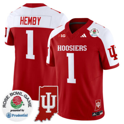 Indiana Hoosiers 2025 Rose Bowl & Indiana State Patch Vapor Limited Stitched Jersey - Crimson Alternate / Roman Hemby