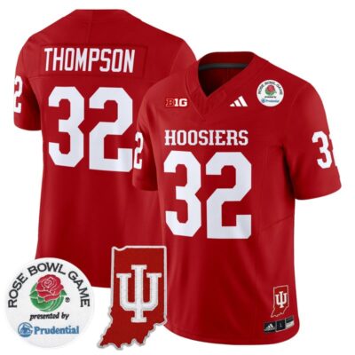 Indiana Hoosiers 2025 Rose Bowl & Indiana State Patch Vapor Limited Stitched Jersey - Crimson / Anthony Thompson