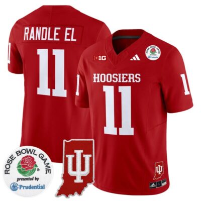 Indiana Hoosiers 2025 Rose Bowl & Indiana State Patch Vapor Limited Stitched Jersey - Crimson / Randle El