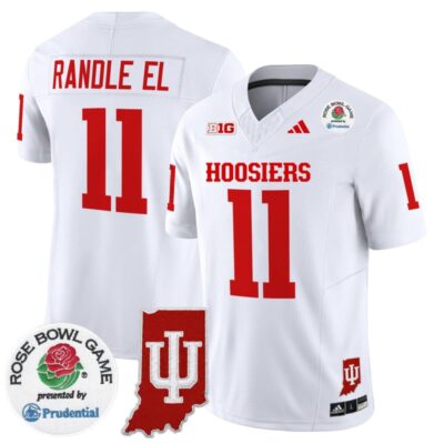 Indiana Hoosiers 2025 Rose Bowl & Indiana State Patch Vapor Limited Stitched Jersey - White / Randle El