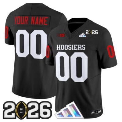 Indiana Hoosiers 2026 CFP Final Patch Vapor Limited Custom Jersey V4 - Black