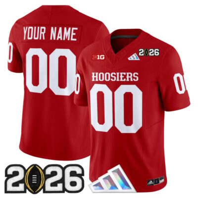 Indiana Hoosiers 2026 CFP Final Patch Vapor Limited Custom Jersey V4 - Crimson