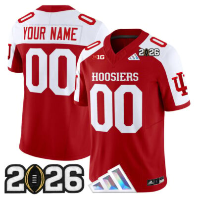 Indiana Hoosiers 2026 CFP Final Patch Vapor Limited Custom Jersey V4 - Crimson Alternate