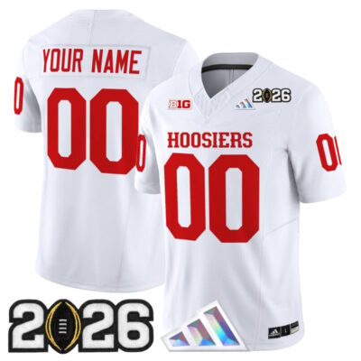 Indiana Hoosiers 2026 CFP Final Patch Vapor Limited Custom Jersey V4 - White