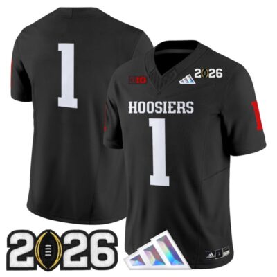 Indiana Hoosiers 2026 CFP Final Patch Vapor Limited Jersey - Black / #1 Team