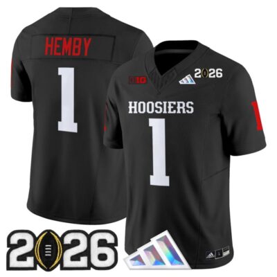 Indiana Hoosiers 2026 CFP Final Patch Vapor Limited Jersey - Black / Roman Hemby