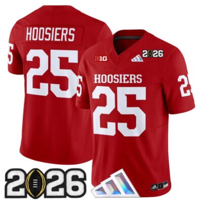 Indiana Hoosiers 2026 CFP Final Patch Vapor Limited Jersey - Crimson / #25 Hoosiers