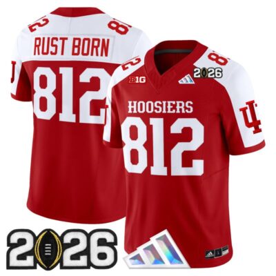 Indiana Hoosiers 2026 CFP Final Patch Vapor Limited Jersey - Crimson Alternate / Rust Born 812