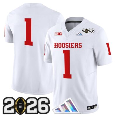 Indiana Hoosiers 2026 CFP Final Patch Vapor Limited Jersey - White / #1 Team