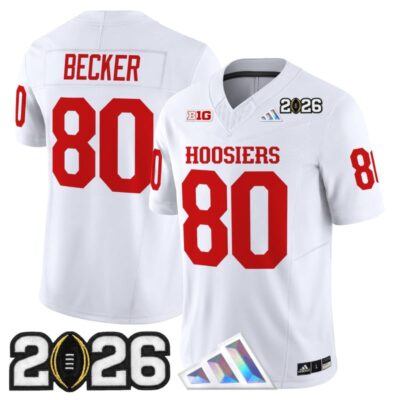 Indiana Hoosiers 2026 CFP Final Patch Vapor Limited Jersey - White / Charlie Becker