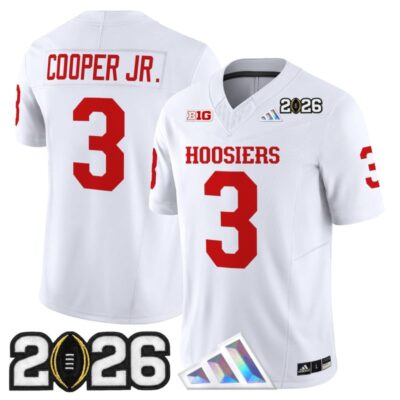 Indiana Hoosiers 2026 CFP Final Patch Vapor Limited Jersey - White / Omar Cooper Jr.