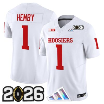 Indiana Hoosiers 2026 CFP Final Patch Vapor Limited Jersey - White / Roman Hemby