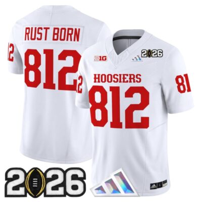Indiana Hoosiers 2026 CFP Final Patch Vapor Limited Jersey - White / Rust Born 812