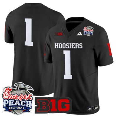 Indiana Hoosiers 2026 Peach Bowl Vapor Limited Stitched Jersey - Black / #1 Team